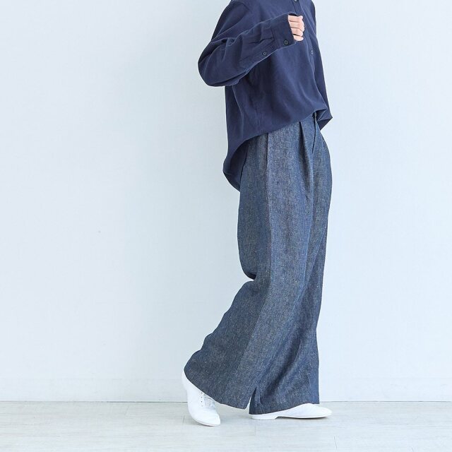 0624AS66082 【erikaさんコラボ】リネンデニムタックパンツ