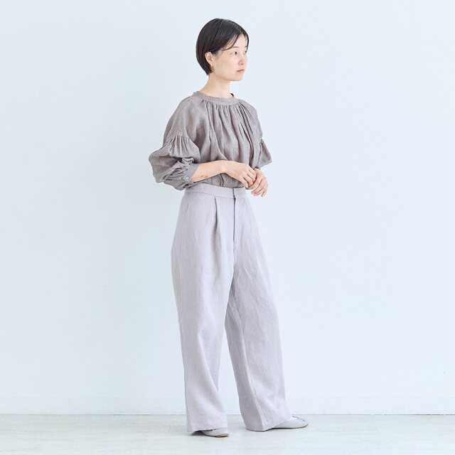 0624AS66082 【erikaさんコラボ】リネンデニムタックパンツ
