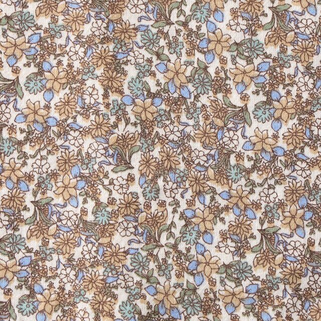 0624AS91066	コットンフラワープリントタックブラウス