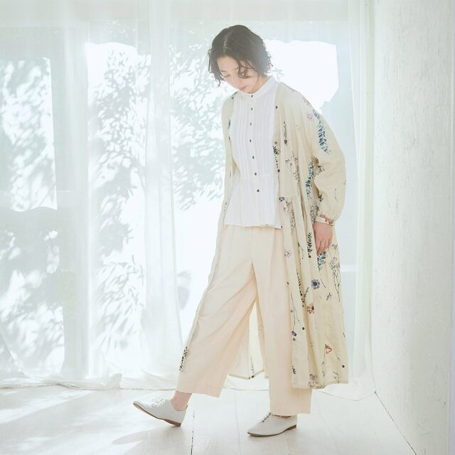 RINコラボ】リネン染色ドライフラワープリントワンピース