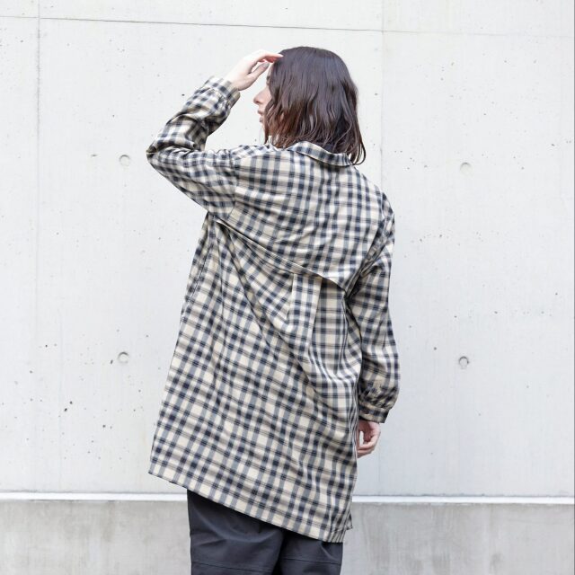 0624AT-52606 リヨセルコットンチェックロングシャツ