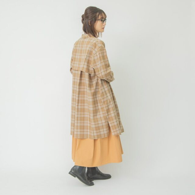 0624AT-52606 リヨセルコットンチェックロングシャツ