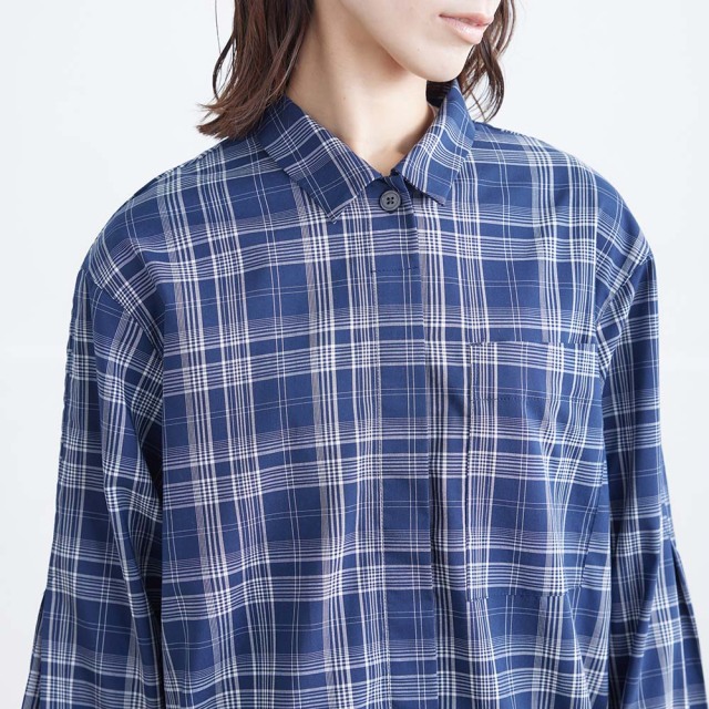 0624AT-52606 リヨセルコットンチェックロングシャツ