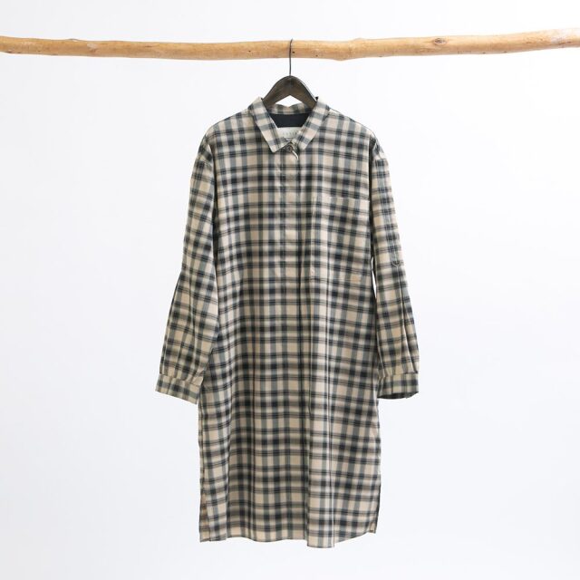 0624AT-52606 リヨセルコットンチェックロングシャツ
