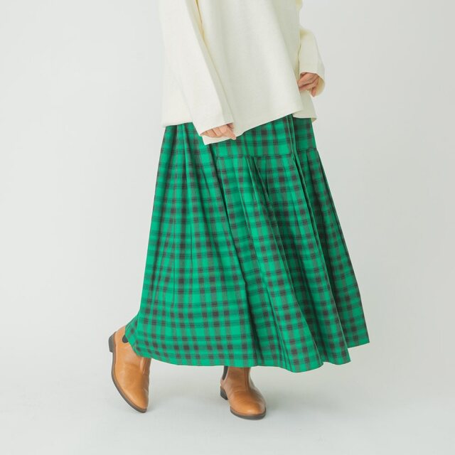 T.　リヨセルコットンチェック2WAYスカート