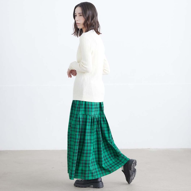 0624AT-57607 リヨセルコットンチェック２ＷＡＹスカート