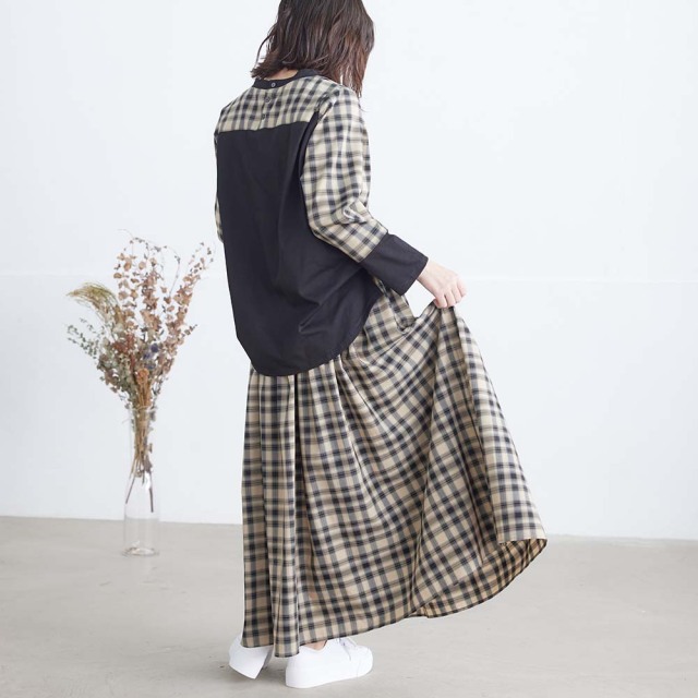 0624AT-57607 リヨセルコットンチェック２ＷＡＹスカート
