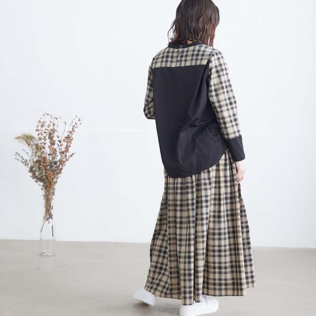 0624AT-57607 リヨセルコットンチェック２ＷＡＹスカート