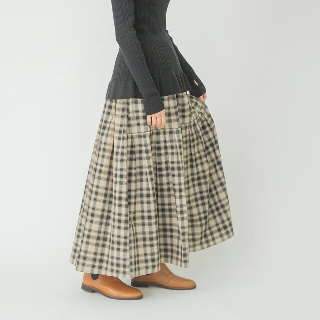 0624AT-57607 リヨセルコットンチェック２ＷＡＹスカート