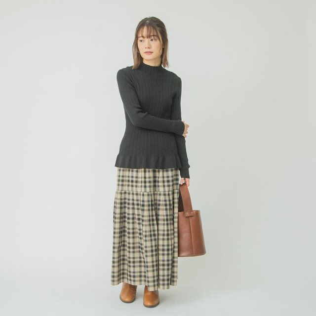 0624AT-57607 リヨセルコットンチェック２ＷＡＹスカート