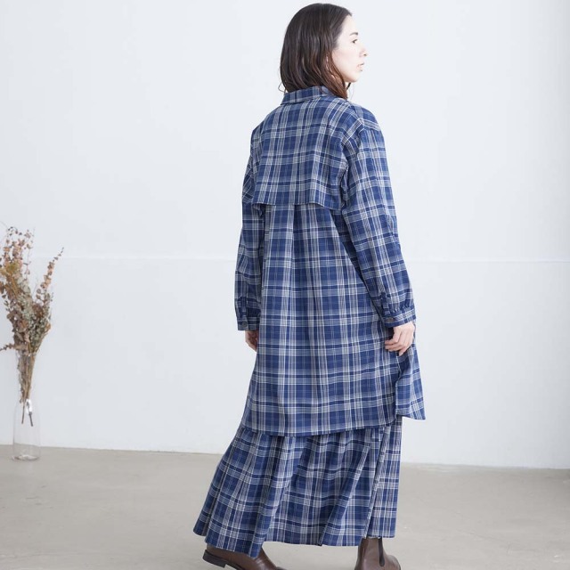 0624AT-57607 リヨセルコットンチェック２ＷＡＹスカート