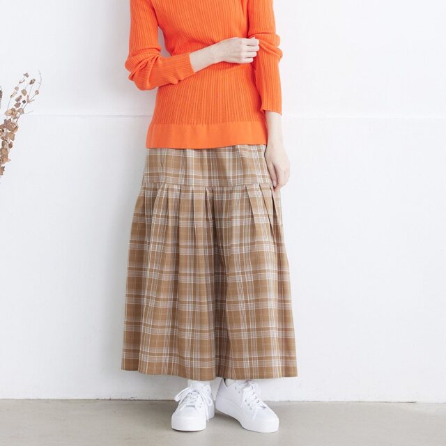 0624AT-57607 リヨセルコットンチェック２ＷＡＹスカート