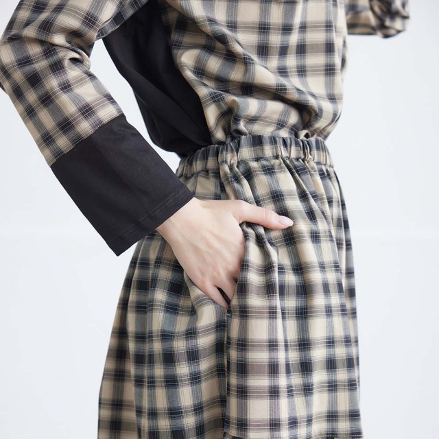 0624AT-57607 リヨセルコットンチェック２ＷＡＹスカート