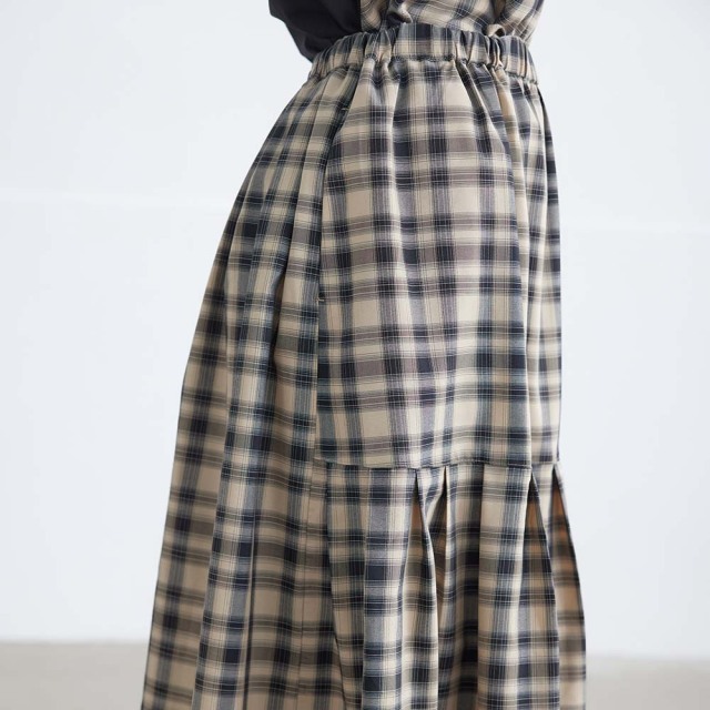 0624AT-57607 リヨセルコットンチェック２ＷＡＹスカート