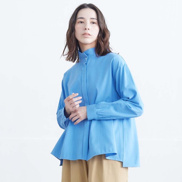 0624AT-61608 コットンビエラハイカラーブラウス