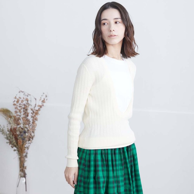 0624AT-71412 コットンランダムリブニット切替プルオーバー