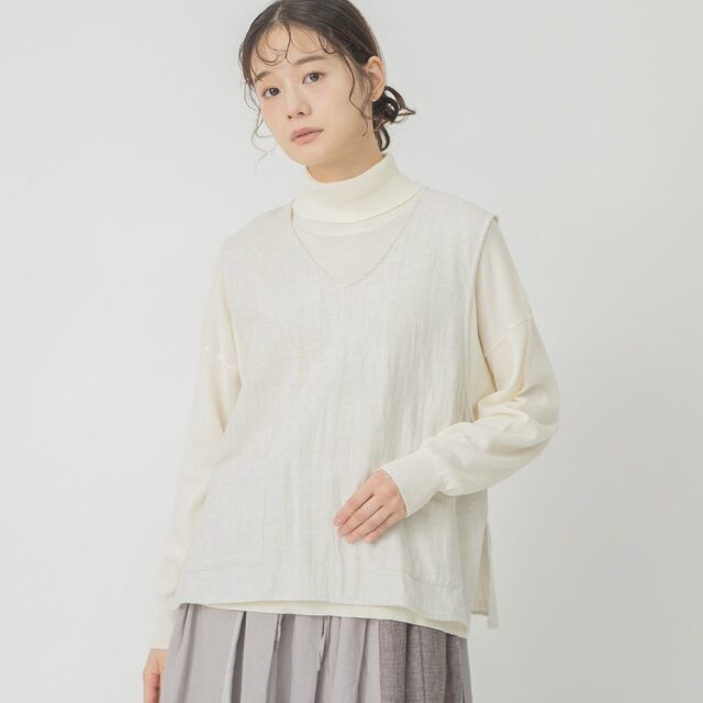 0624AT40035 コットンダブルガーゼベスト