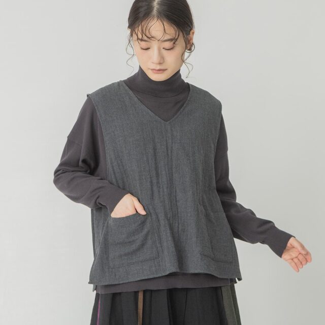 0624AT40035 コットンダブルガーゼベスト