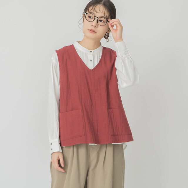 0624AT40035 コットンダブルガーゼベスト