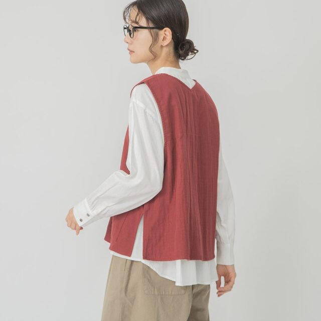 0624AT40035 コットンダブルガーゼベスト