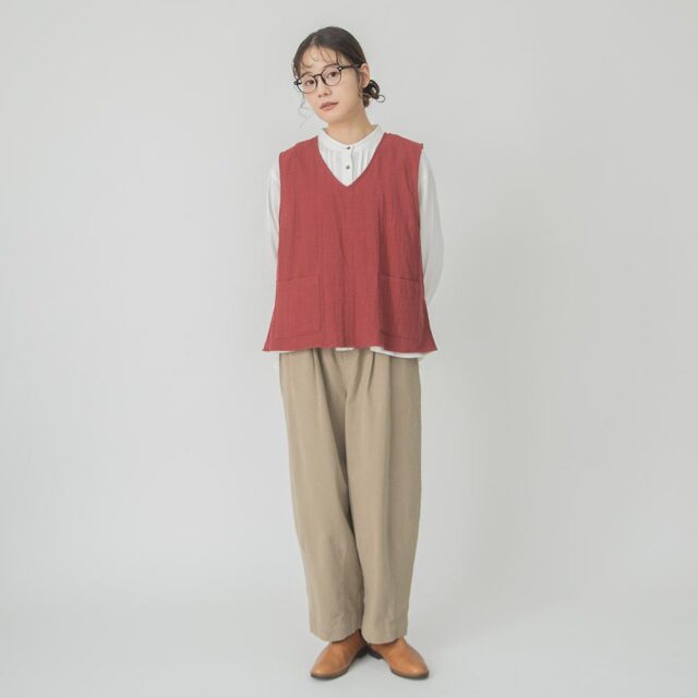 0624AT40035 コットンダブルガーゼベスト