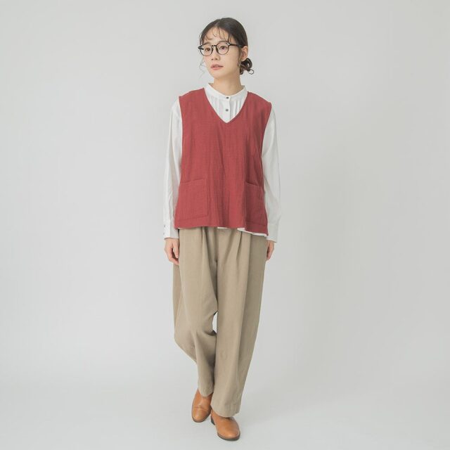0624AT40035 コットンダブルガーゼベスト