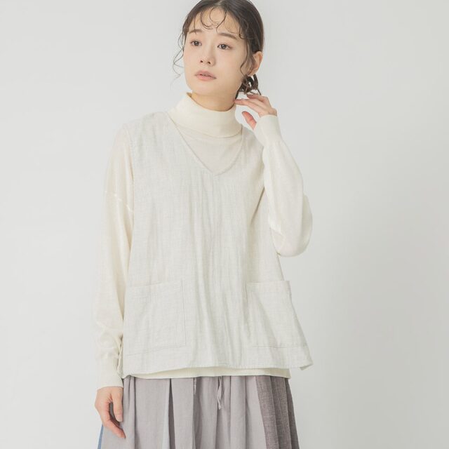 0624AT40035 コットンダブルガーゼベスト