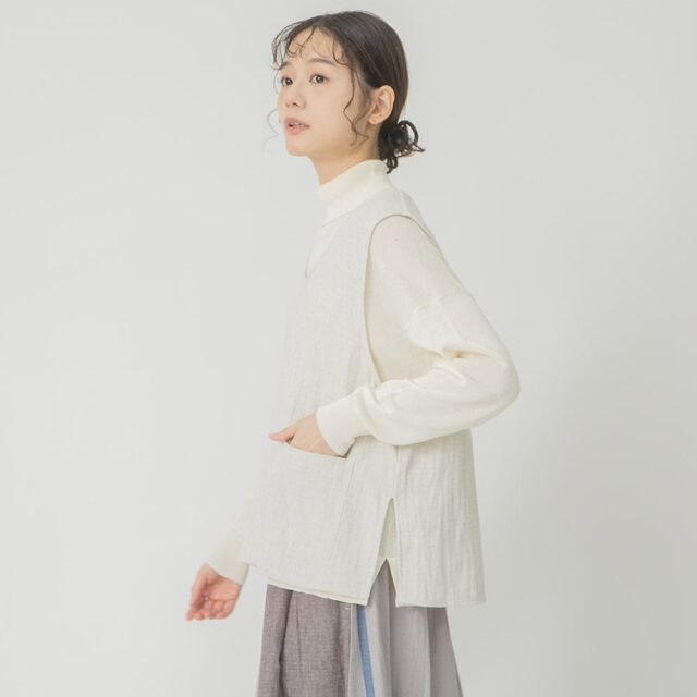 0624AT40035 コットンダブルガーゼベスト