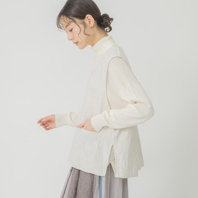 0624AT40035 コットンダブルガーゼベスト