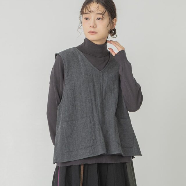 0624AT40035 コットンダブルガーゼベスト