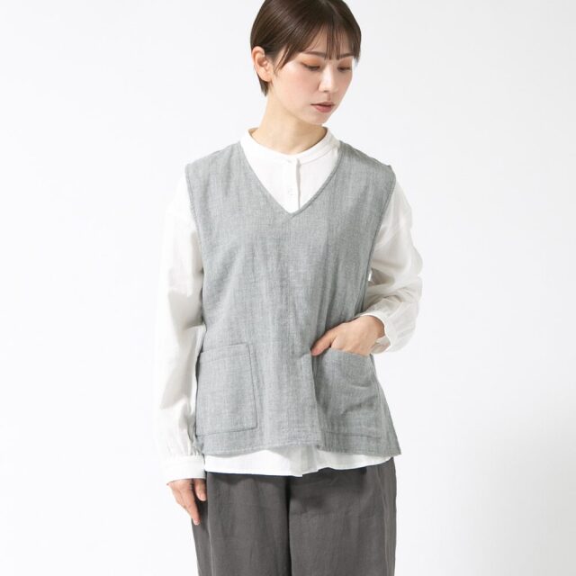 0624AT40035 コットンダブルガーゼベスト