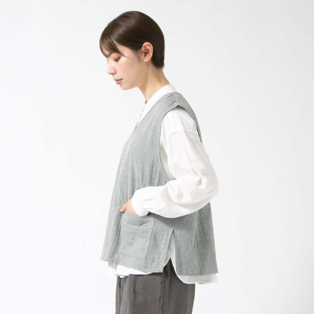 0624AT40035 コットンダブルガーゼベスト