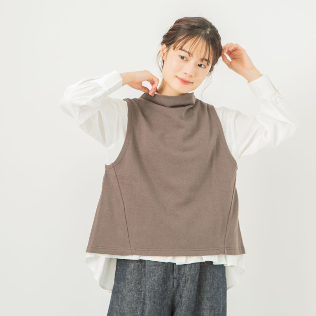 0624AT70844コットンヴィンテージ裏毛ボトルネックベスト