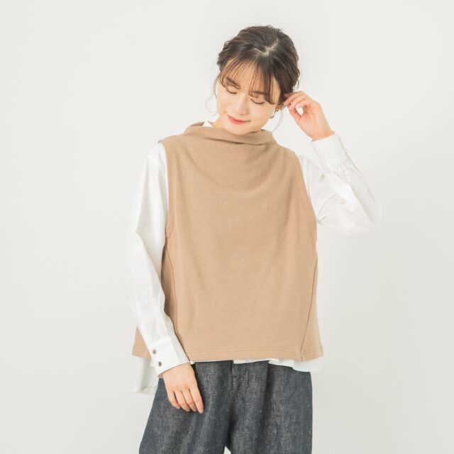 0624AT70844コットンヴィンテージ裏毛ボトルネックベスト