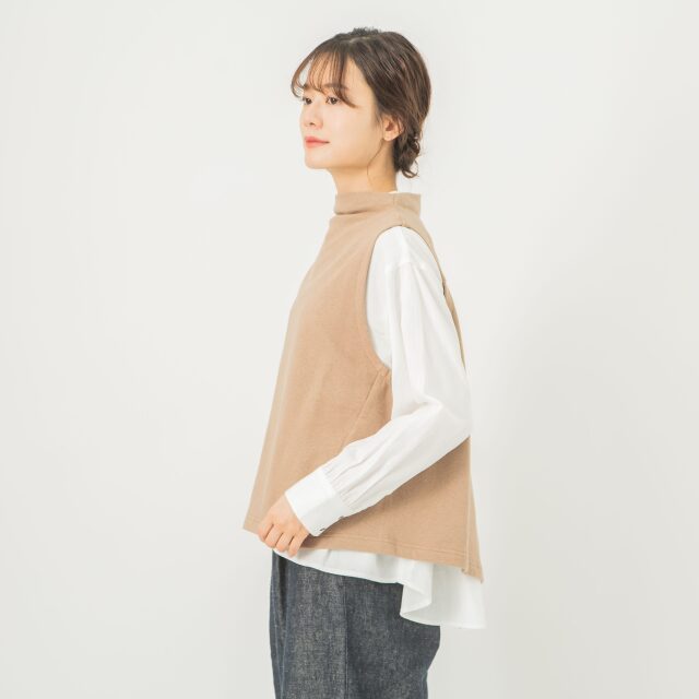 0624AT70844コットンヴィンテージ裏毛ボトルネックベスト