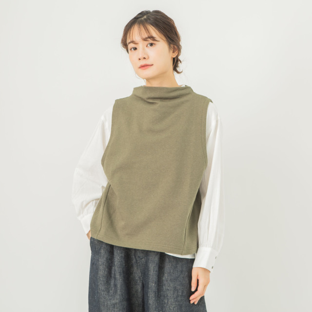 0624AT70844コットンヴィンテージ裏毛ボトルネックベスト