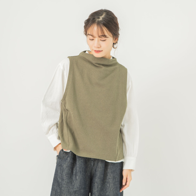 0624AT70844コットンヴィンテージ裏毛ボトルネックベスト