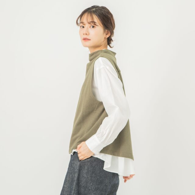 0624AT70844コットンヴィンテージ裏毛ボトルネックベスト