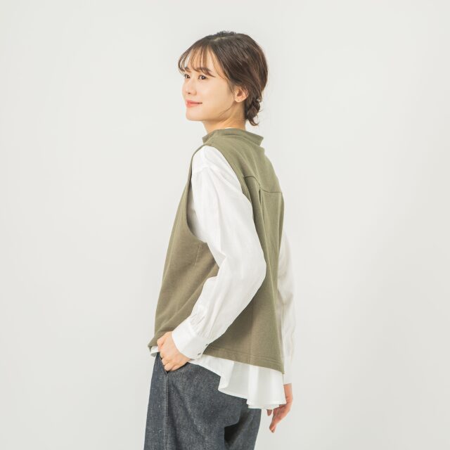 0624AT70844コットンヴィンテージ裏毛ボトルネックベスト