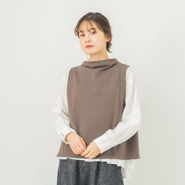 0624AT70844コットンヴィンテージ裏毛ボトルネックベスト