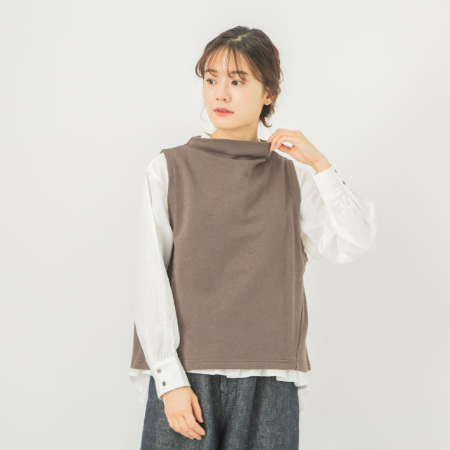 0624AT70844コットンヴィンテージ裏毛ボトルネックベスト