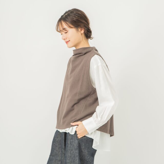 0624AT70844コットンヴィンテージ裏毛ボトルネックベスト
