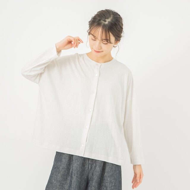 0624AT74124コットンリネン天竺2WAYカーディガン