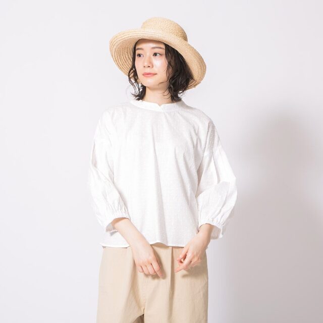 0624PS-51355 コットンカットドビーブラウス