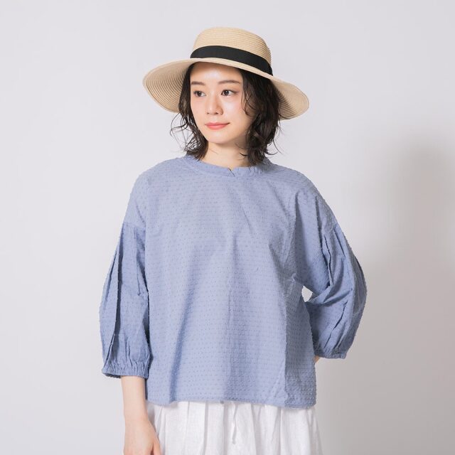 0624PS-51355 コットンカットドビーブラウス