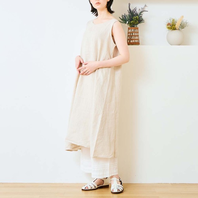 リネンノースリーブワンピース