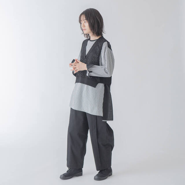 0624PT-52610 コットンリヨセルストライプ切替チュニック