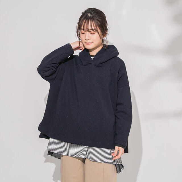 0624PT-52610 コットンリヨセルストライプ切替チュニック