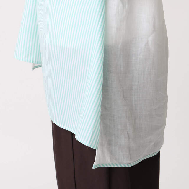 0624PT-52610 コットンリヨセルストライプ切替チュニック