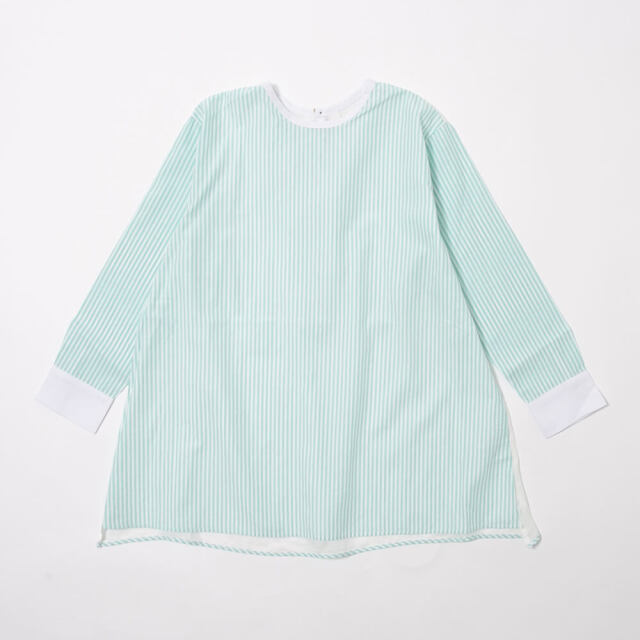 0624PT-52610 コットンリヨセルストライプ切替チュニック